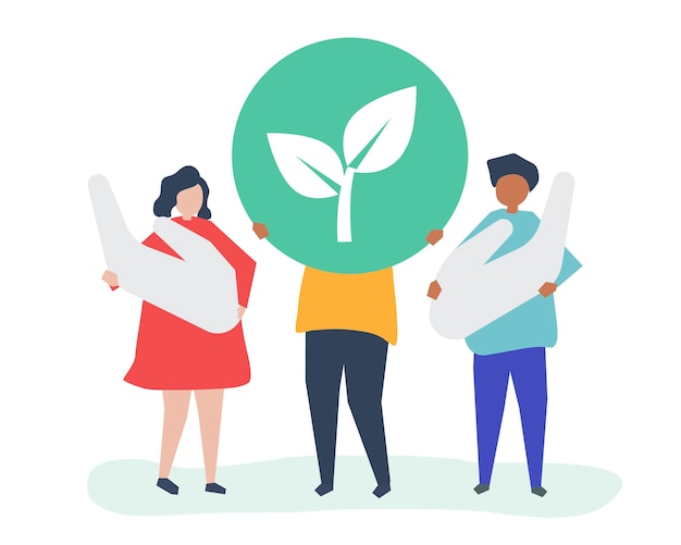 Free Vector people with environment responsibility concept