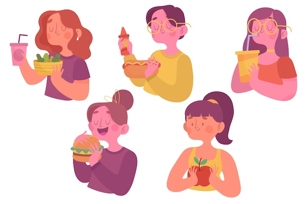 Free Vector people with food concept