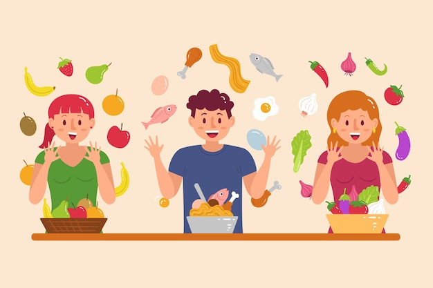 Free Vector people with food illustrated concept