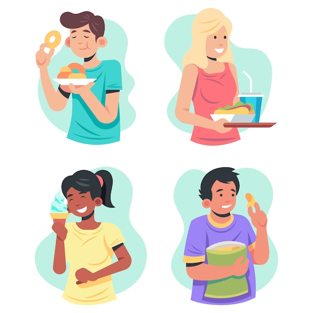 People with food illustration