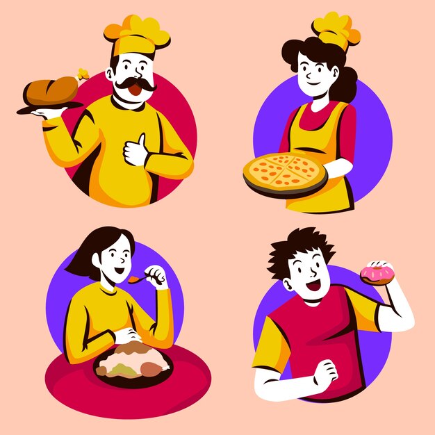 People with food illustration