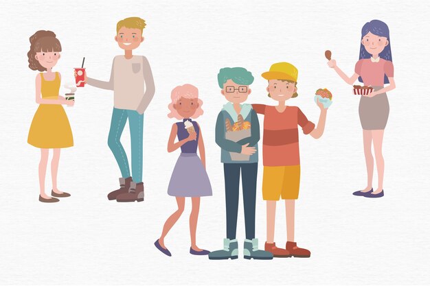 People with food illustration