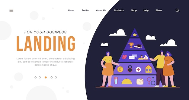 Free Vector people with maslow pyramid landing page