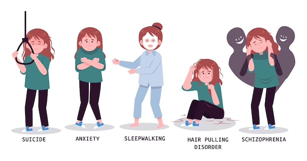 Free Vector people with mental health problems