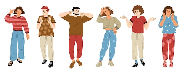 Free Vector people with negative emotions and gestures