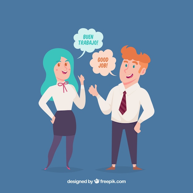 Free Vector people with speech bubbles in different languages