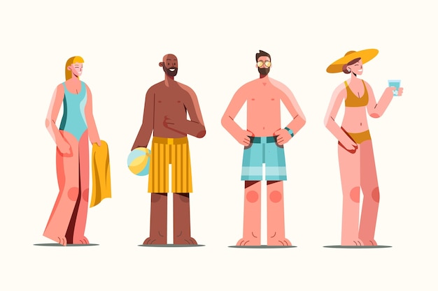 Free Vector people with summer clothes pack