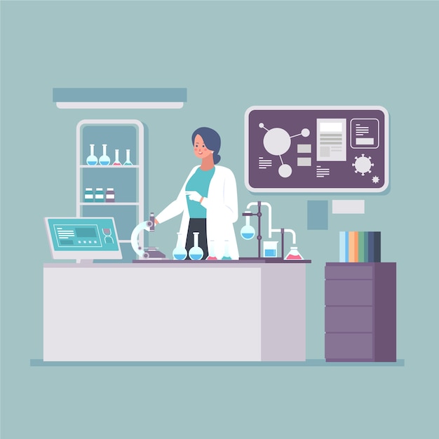 People working in laboratory illustrated concept