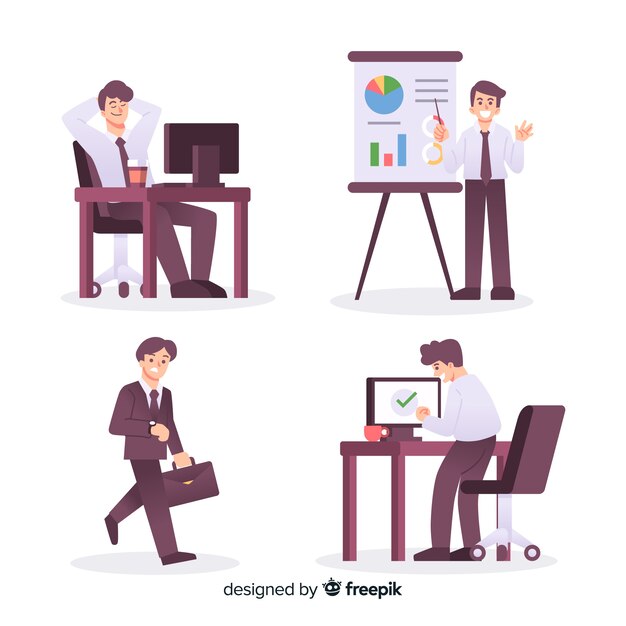 People working at the office flat design