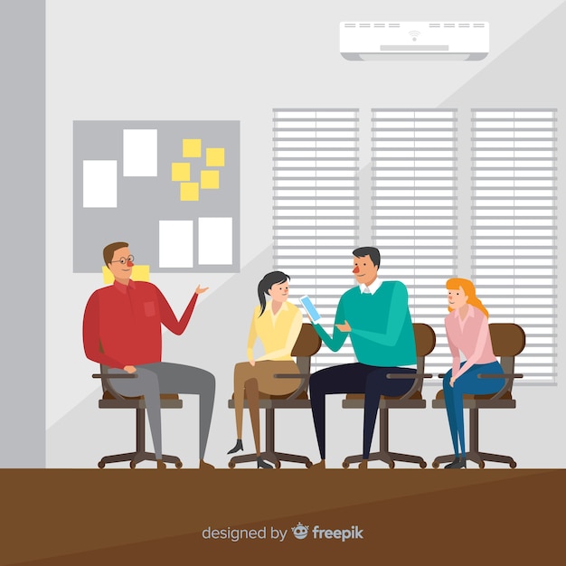 Free Vector people working at the office illustration