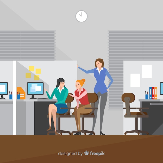 Free vector people working at the office illustration