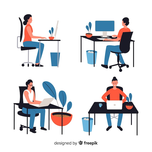 Free Vector people working at the office