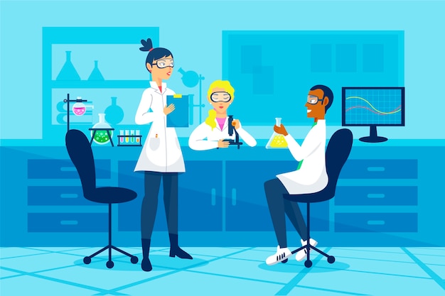 Free Vector people working in a science lab