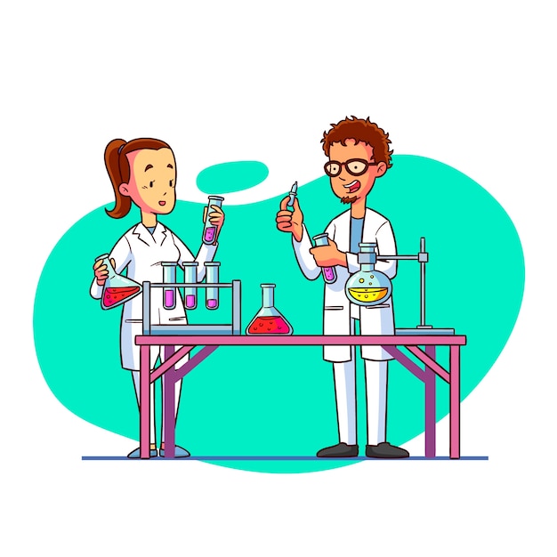 Free vector people working in a science lab