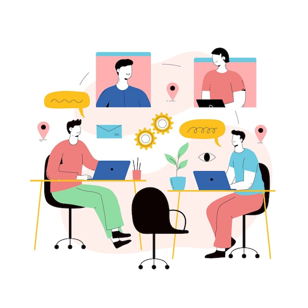 Free vector people working together in a startup