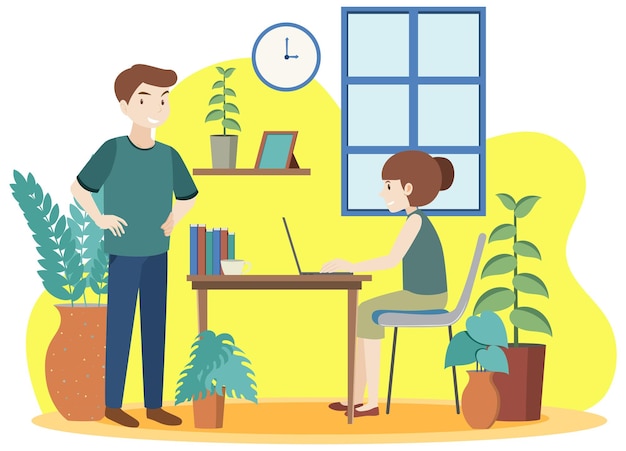 People at workplace concept in flat design