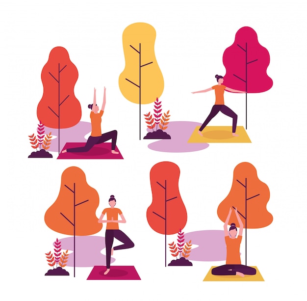 Free Vector people yoga activity