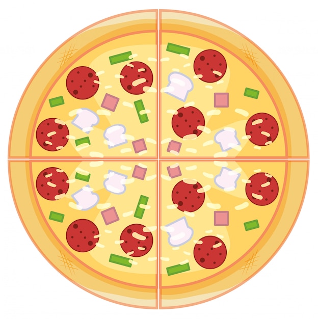 Pepperoni pizza on white background