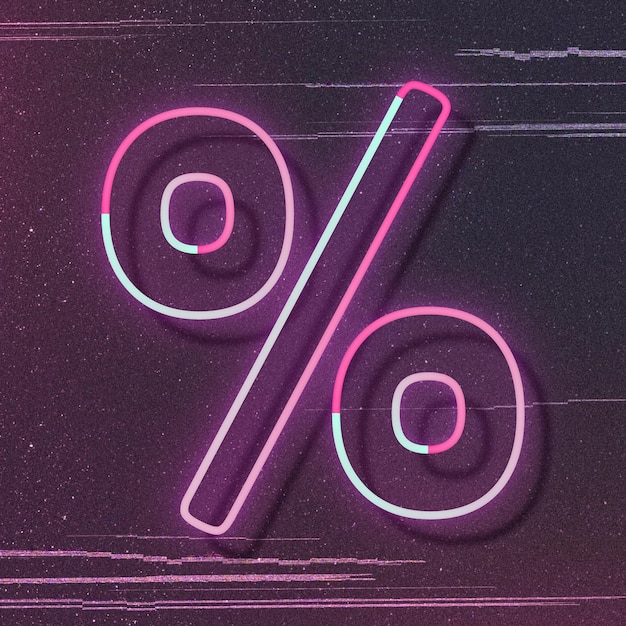 Free vector percentage sign vector neon font typography