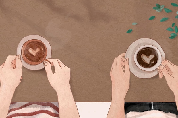 Free Vector perfect coffee date valentine's  aesthetic illustration background