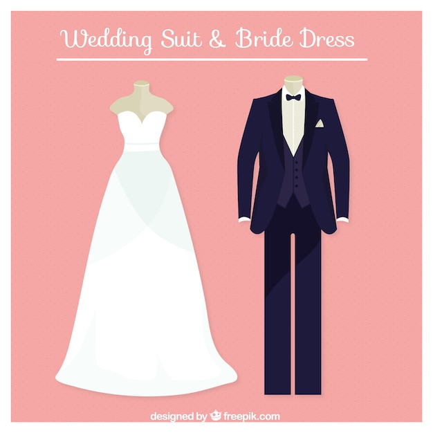 Perfect wedding suit and bride dress