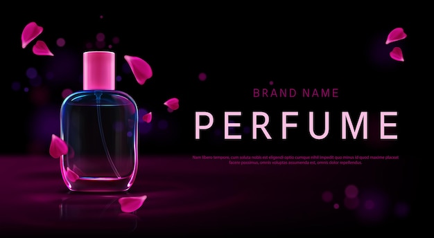 Free Vector perfume promo background with glass bottle