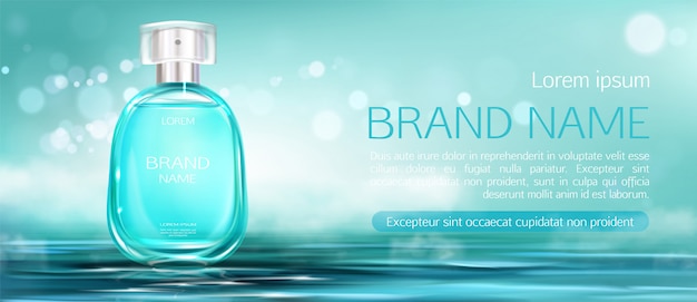 Free Vector perfume spray bottle mock up banner