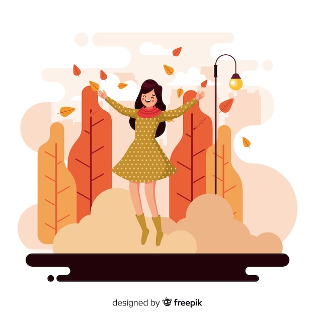 Free Vector person in an autumn park