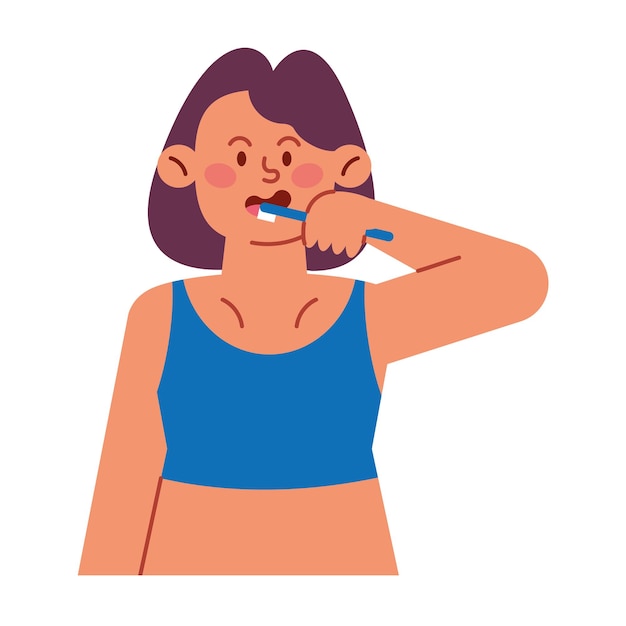 Free Vector person brushing teeth for prevention