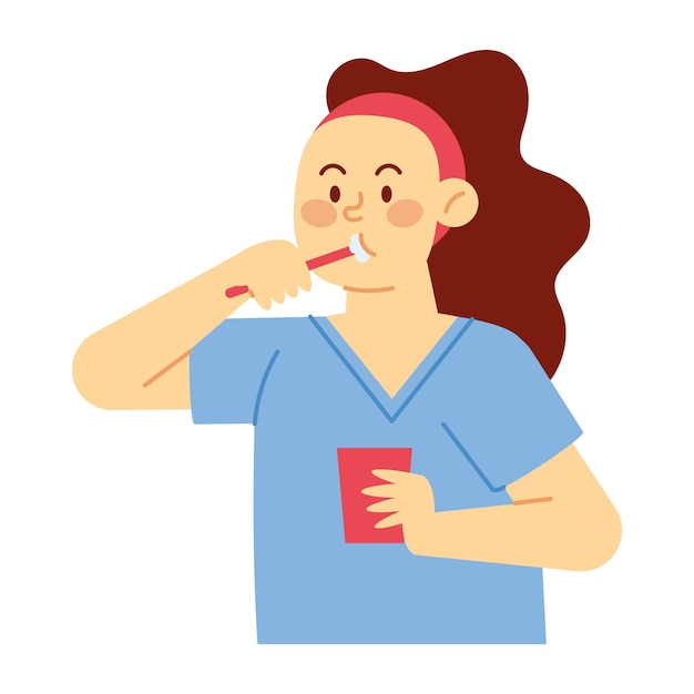 Free Vector person brushing teeth with cup