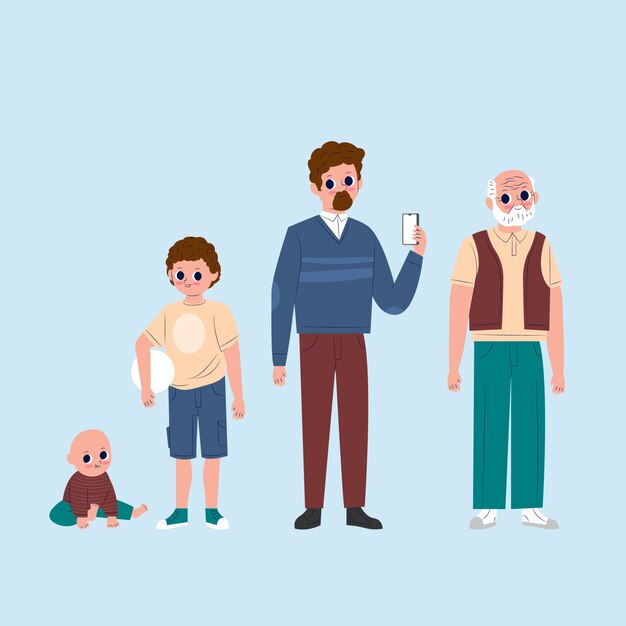 A person in different ages illustration