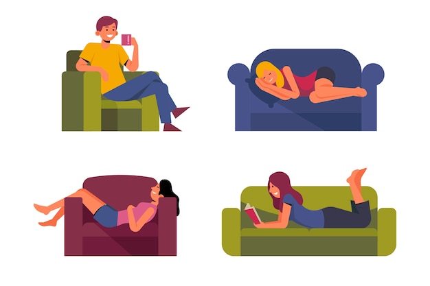 Free Vector a person at home relaxing illustration