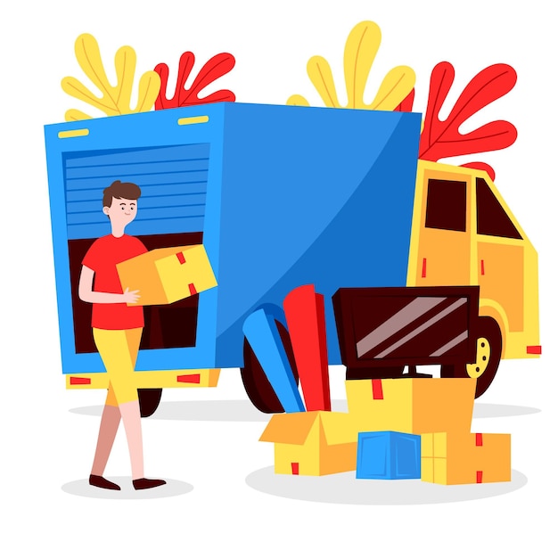 Free vector person moving house furniture