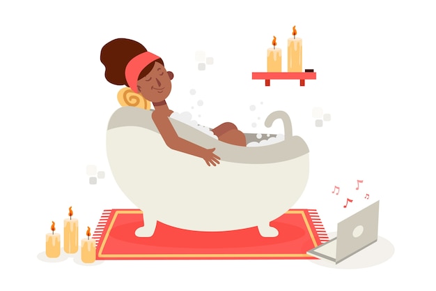 Free Vector a person relaxing at home concept