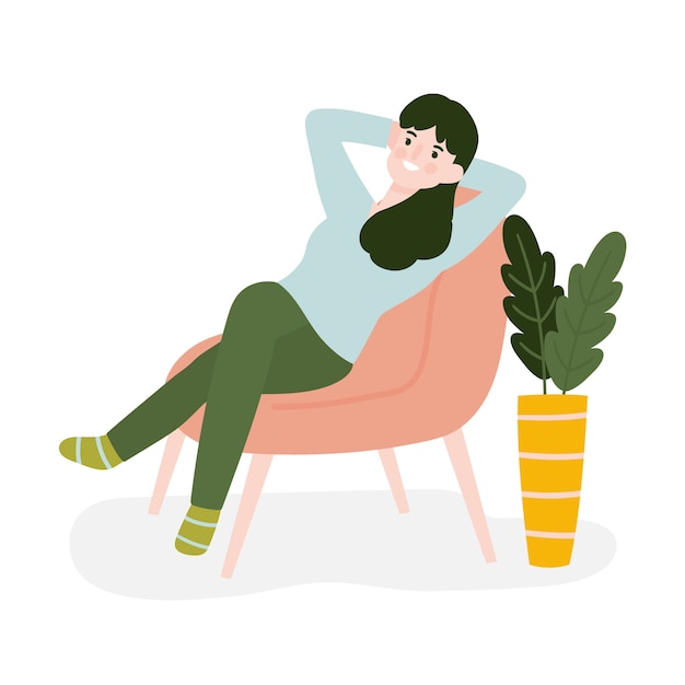 A person relaxing at home illustration