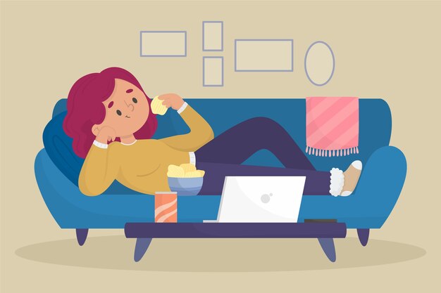 A person relaxing at home illustration