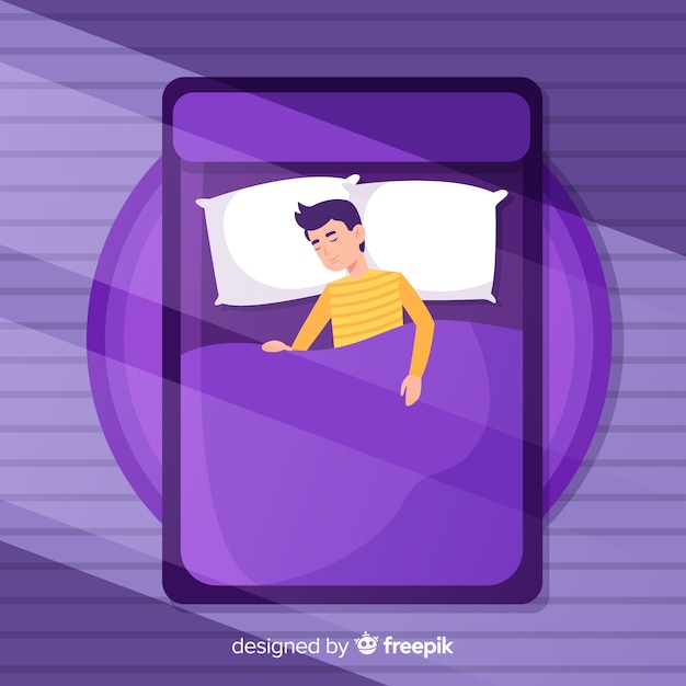 Person sleeping in bed background