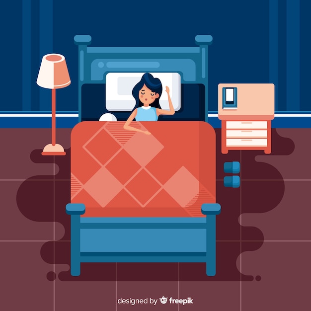 Free Vector person sleeping in bed in flat style