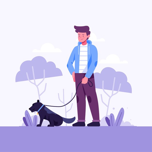 Person walking the dog illustration