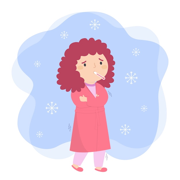 Free Vector person with cold design for illustration