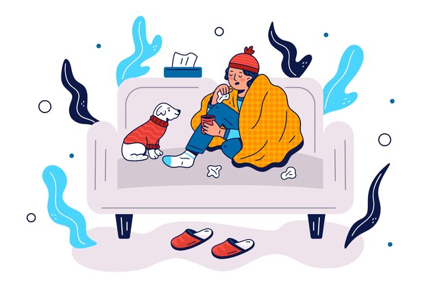 A person with cold illustrated