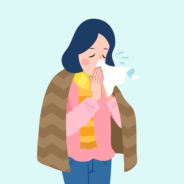 A person with a cold illustration