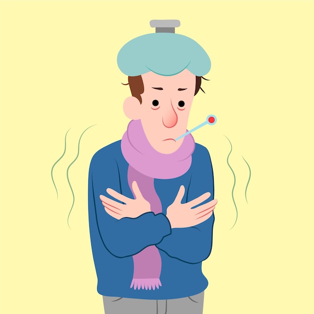 A person with a cold illustration