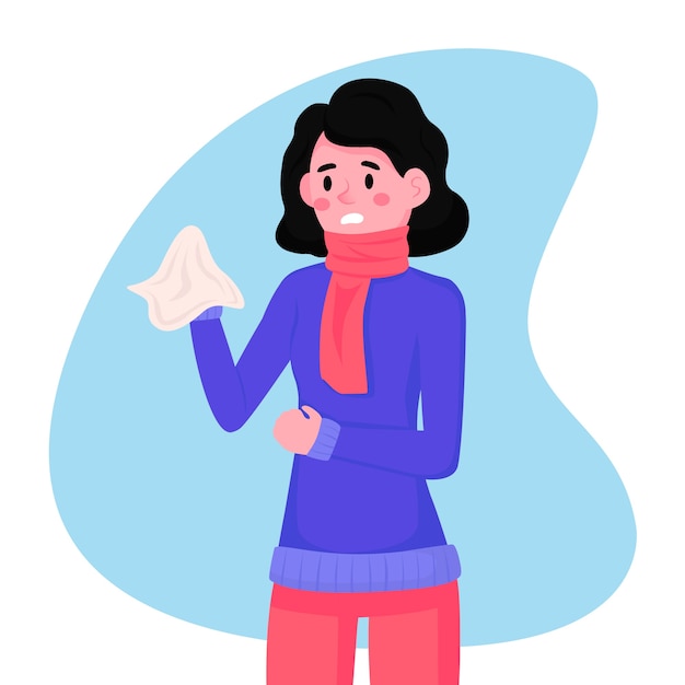 Person with cold illustration