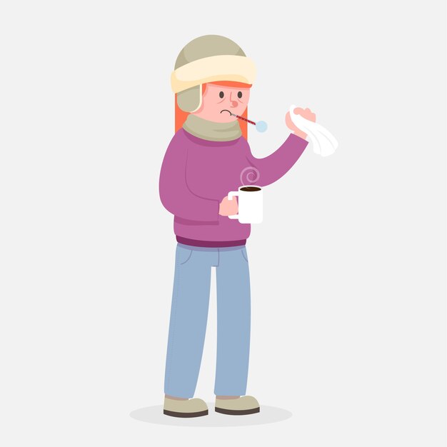 Person with cold illustration