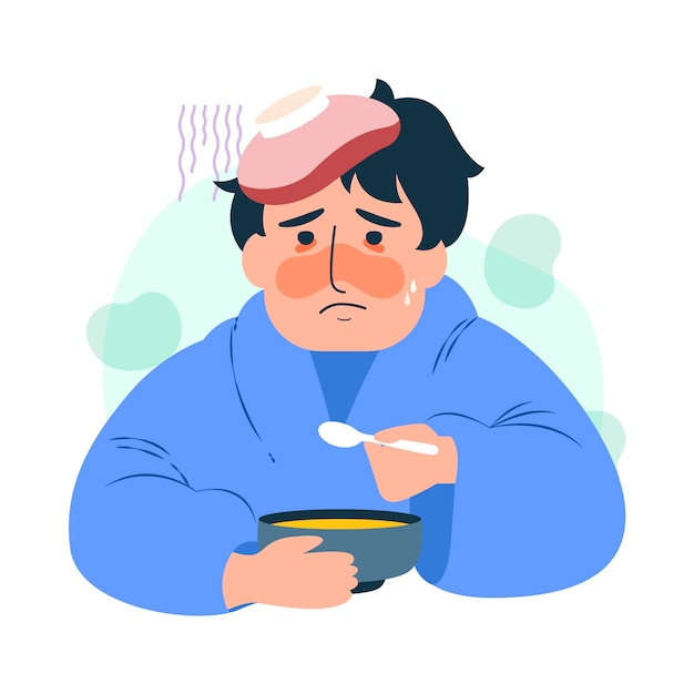 A person with a cold illustration