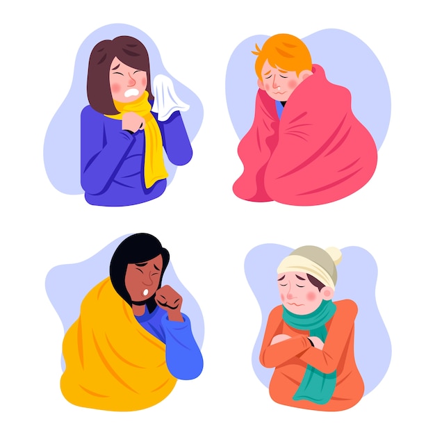 A person with a cold set illustrated