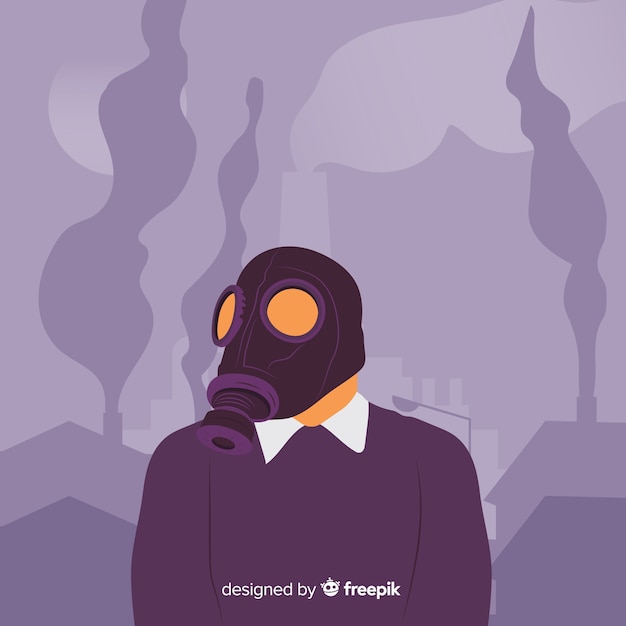 Person with mask around toxig fog