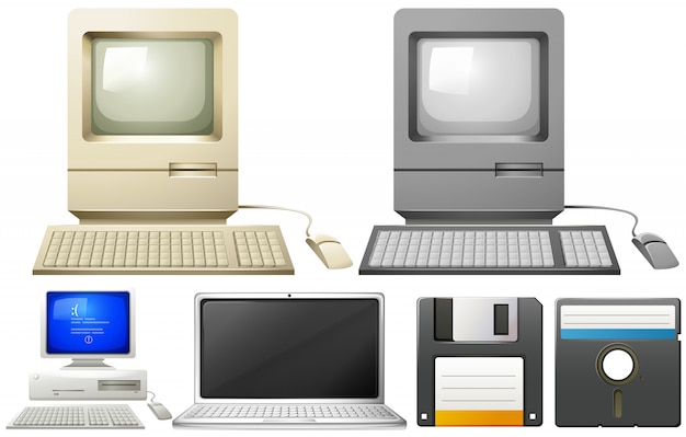 Free Vector personal computer with monitors and keyboards