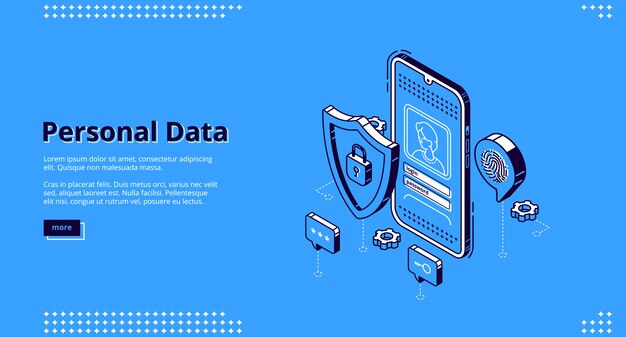 Personal data isometric landing page online access